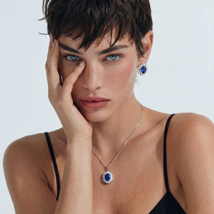 Royal Sapphire Halo Set | SOLSTICE & PEARL