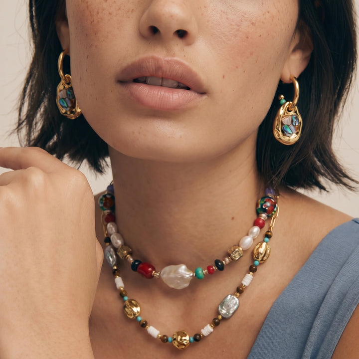 Shell Mosaic Convertible Hoops | SOLSTICE & PEARL